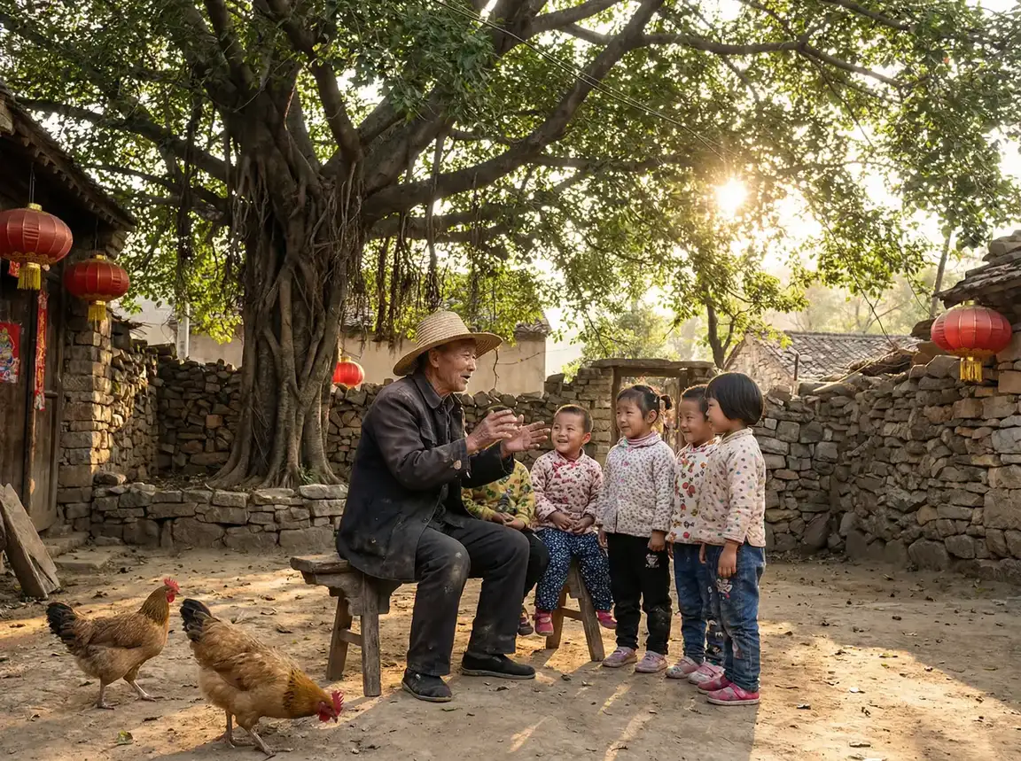 老人在大榕树下给孩子们讲故事 - 闯关东中篇下载 乡村记忆
